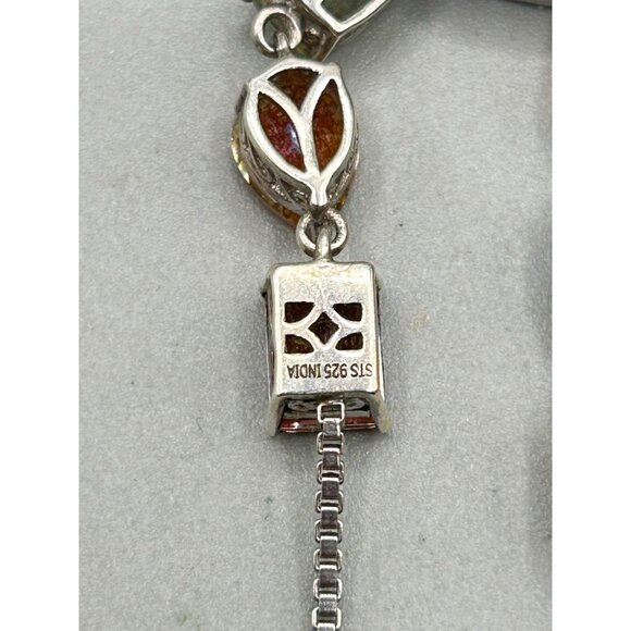 Sterling Silver and Genuine Gemstones Adjustable Bracelet Sliding Closure - Picture 6 of 6